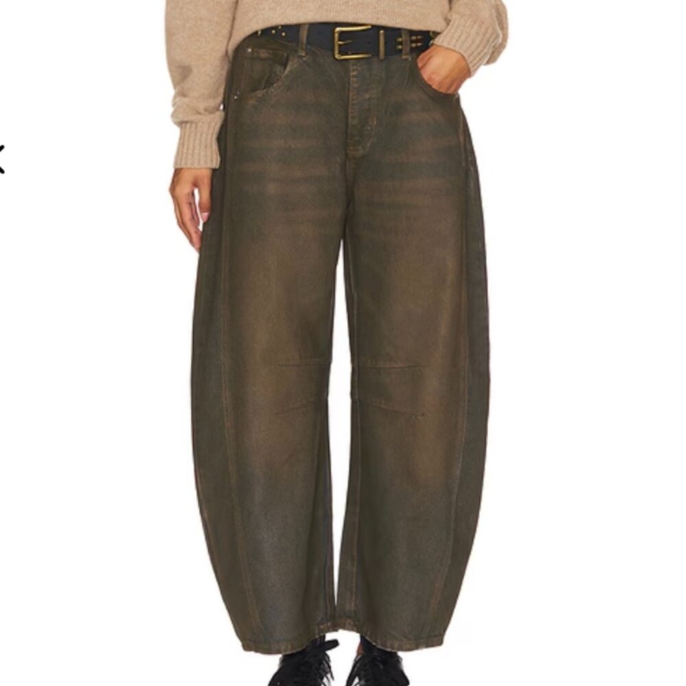NWT Free People We The Free Good Luck Coated Barrel Jeans SZ 27 $178